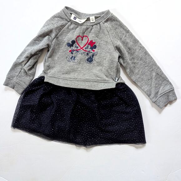 babyGap + Disney Mickey & Minnie Mouse Love Sweatshirt Dress | Toddler Girls 2T - Picture 3 of 9
